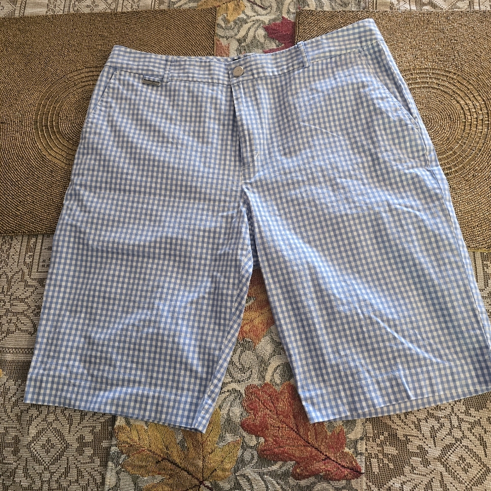 Men's Ralph Lauren Active Light Blue Checkered Shorts Size 12 New Without Tag